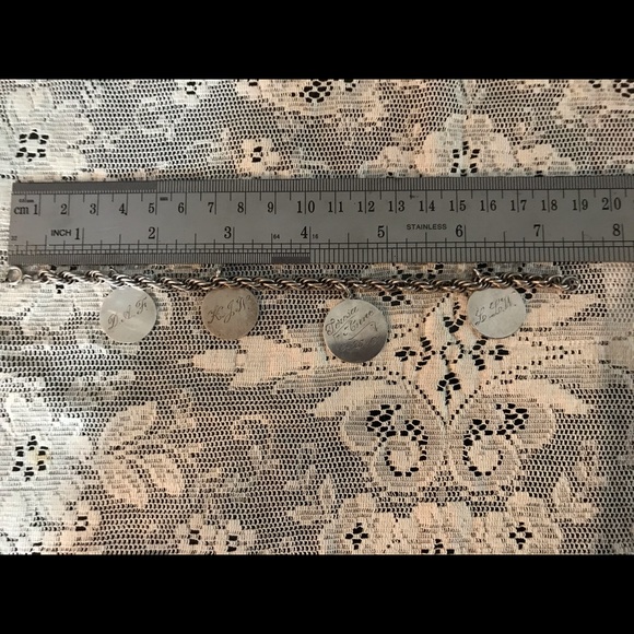 VINTAGE STERLING 925 CHARM BRACELET LOVE TOKENS